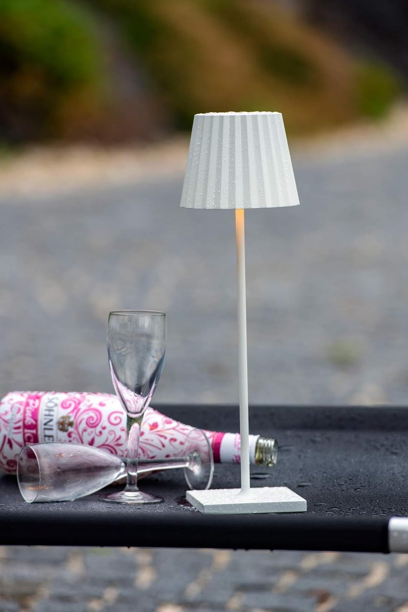 Sompex Troll 2.0 LED Table Lamp | IP54 (splash and dust proof) | 2 warm white light colours | Stepless touch dimmer | Wireless Indoor & Outdoor | Aluminium | Brightness memory | H 38 cm - White - Image 4